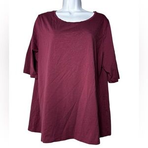 Peruvian Connection 100% pima cotton Red Maroon 3/4 sleeve t-shirt top XL